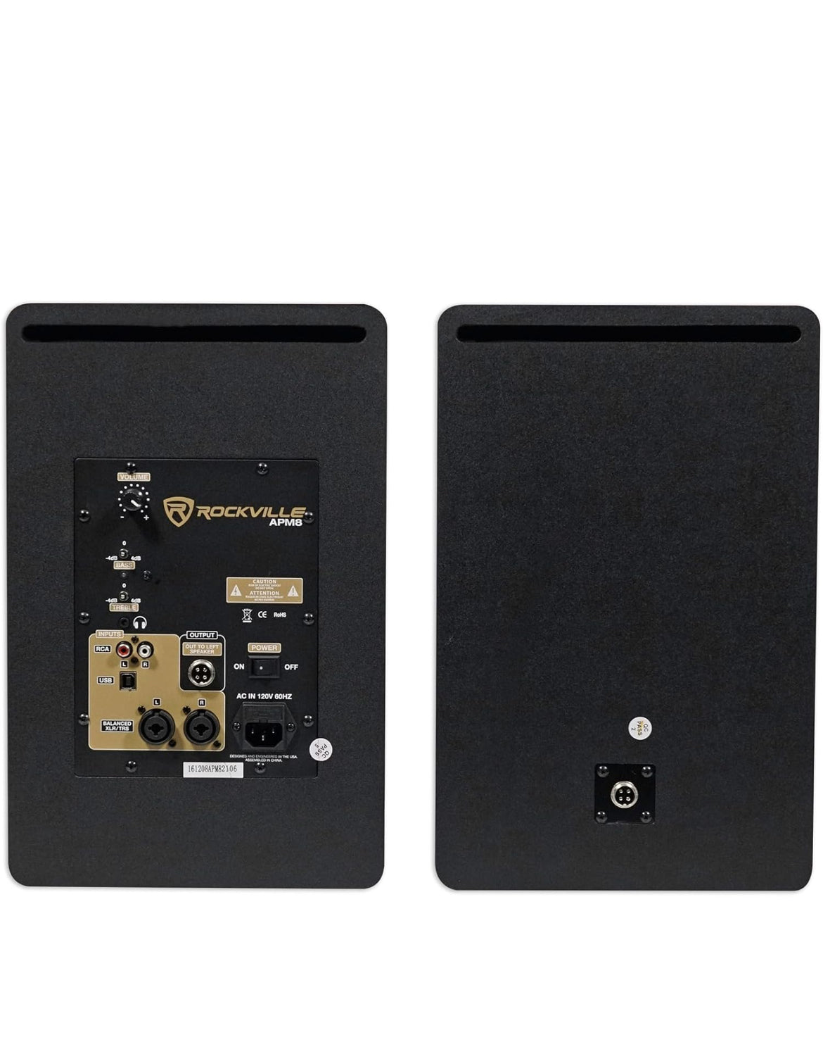 Rockville Pair APM8B 8" 2-Way 500 Watt Powered USB Studio Monitors+Stands+Pads