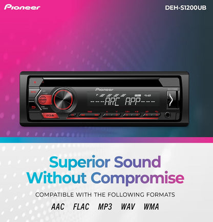 Pioneer 1-Din CD Car Stereo with USB and AM/FM RadioCD Receiver, AUX, FLAC Playback, 50W x 4 Output, MIXTRAX, Detachable Face, Preset EQ, Bass Boost, Remote Control Included
