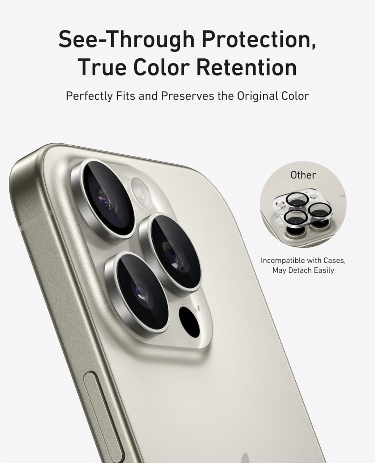 Anker Camera Lens Protector for iPhone 16 Pro/16 Pro Max, 2-Pack HD and Ultra-Durable -  (Light Brown)