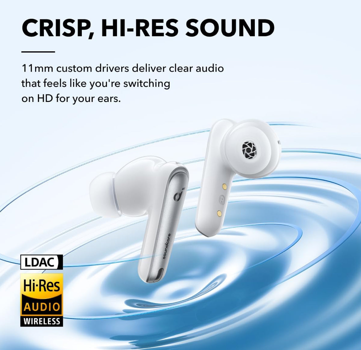 Soundcore by Anker Liberty 4 NC Noise Cancelling Earbuds, 98.5% Noise Reduction, Adaptive Noise Cancelling to Ears and Environment, Hi-Res Sound, 50H Battery, Wireless Charging, Bluetooth 5.3