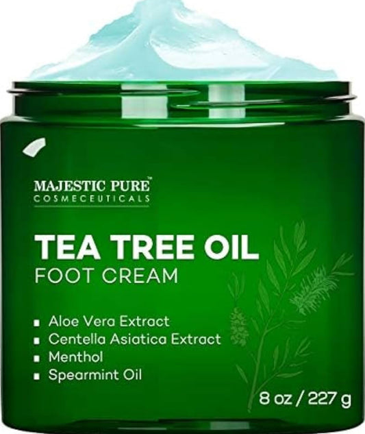 Suiwer Teeboomolie Voetroom, Verhittingsroom - Eelte, Droë Gebarste Voete, Hande, Hakke, Elmboog, Nels, en Knieë - Versag & Bevogtig Vel - (8 oz - Pak van 2)