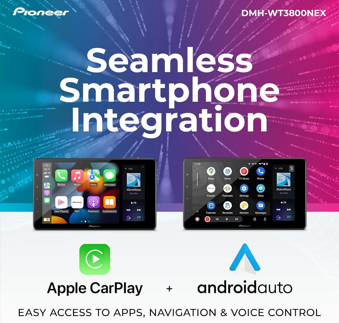 Pioneer DMH-WT3800NEX 9" Capacitive Touchscreen Floating Display Car Stereo
Digital Multimedia Receiver, Wireless Apple CarPlay & Android Auto, Amazon Alexa, Bluetooth, FLAC, Backup Camera, HD Radio