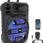 Portable Bluetooth Speaker System  12'' 800 Watts w/ Latest DJ LED Lights, USB/FM/BT/Aux/Remote Control/Mic Inputs & Built-in Rechargeable Battery