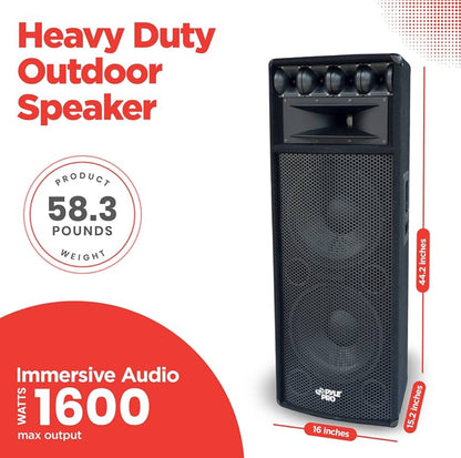 Draagbare PA-luidsprekerstelsel - 1600 Watt Buite-stereo met Dubbele 12" Woofers, 3.4" Piezo-tweeters, 5"x12" Superhoring-middeltoon, Oorkruisnetwerk