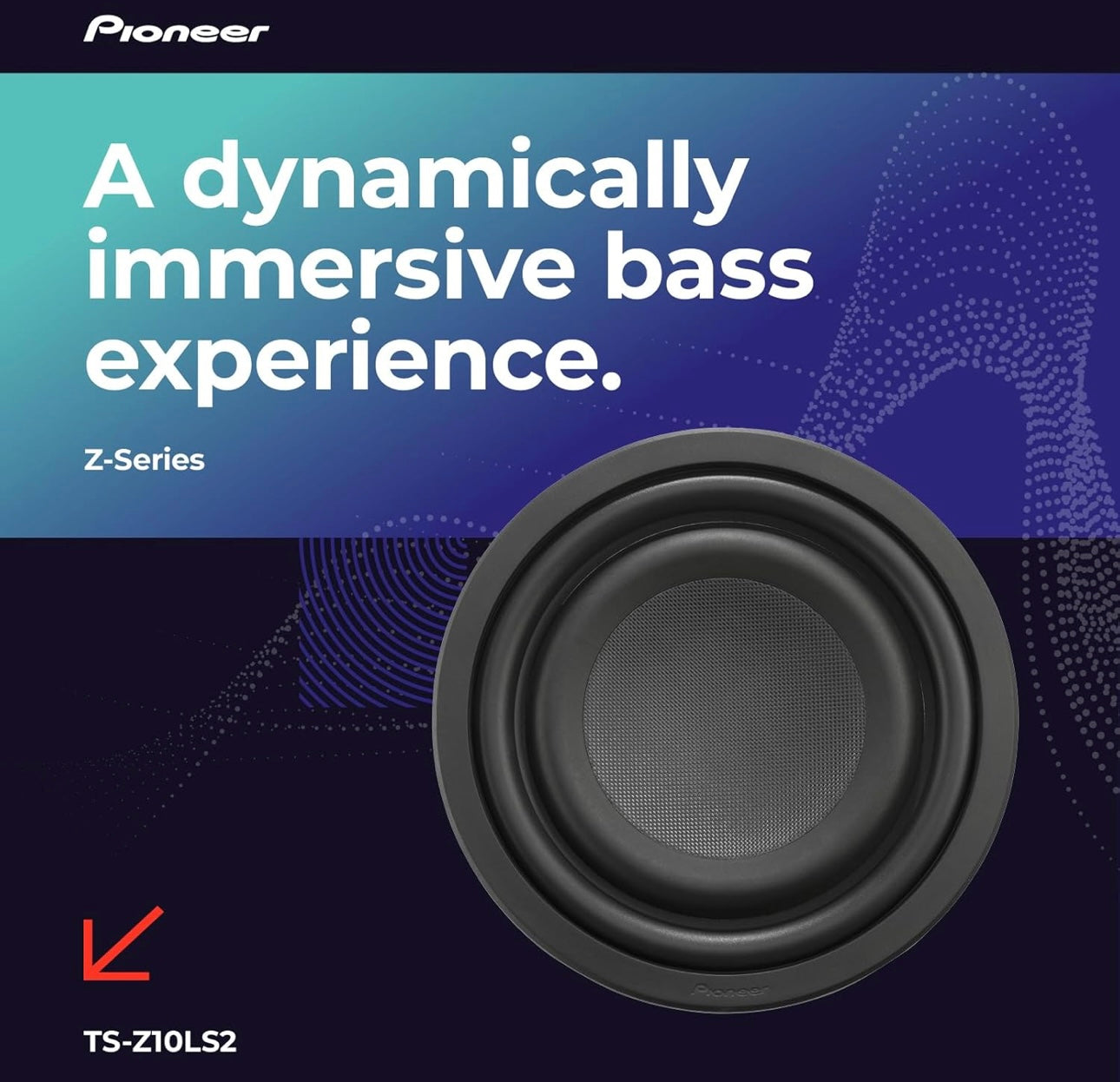 Pioneer TS-Z10LS2 10” Oormaat Subwoofer, Vlak Ontwerp, Maklike Installasie en Buigsame Pasvorm, 1300 Watt Spitsvermoë, Enkelluidspoel van 2 Ohm vir Diep, Verbeterde Basrespons