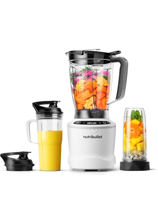 Nutribullet SmartSense Blender Kombinasie, 1400W, 64oz Mengkan, 32oz & 24oz Koppies, 5-Spoed - Mat Wit