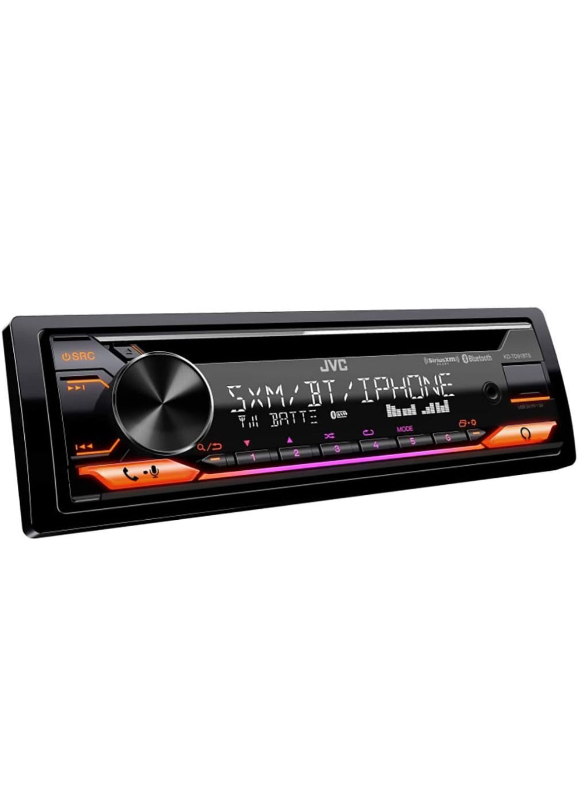 JVC KD-TD91BTS Bluetooth Motorradio-Ontvanger met USB-poort – 2-reël LCD-skerm, AM/FM Radio – CD- en MP3-speler - Amazon Alexa Geaktiveer – Enkel DIN - 13-Band EQ (Swart)
