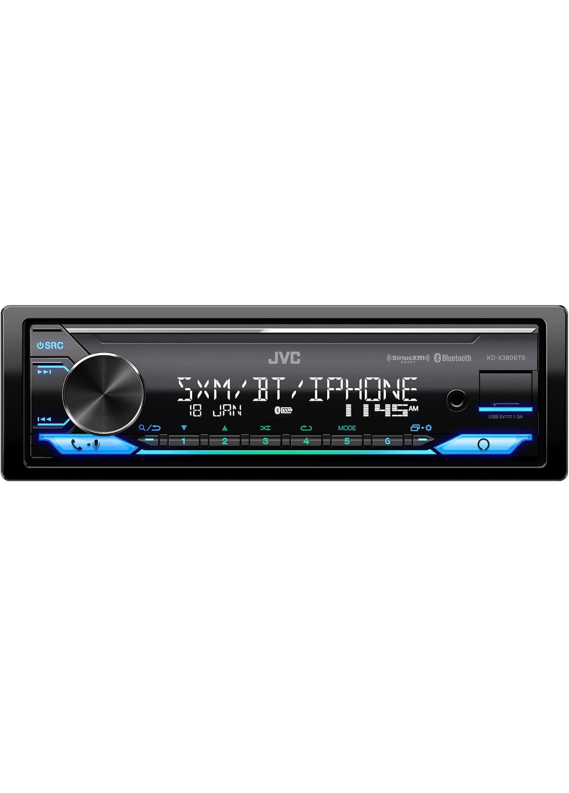 JVC KD-X380BTS Digitale Mediakarontvanger met Bluetooth, USB, SiriusXM, Amazon Alexa