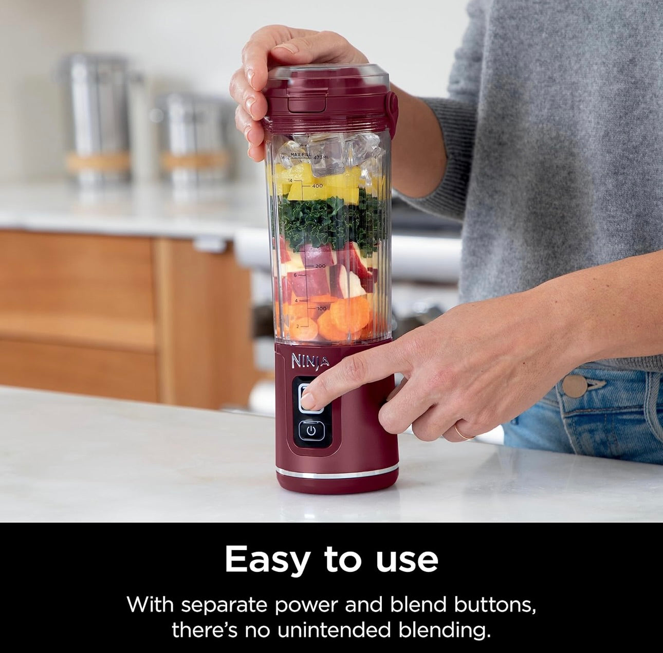 Ninja BC151CR Blast Portable Blender, Cordless, 18oz. Vessel, Personal Blender BPA Free, Leakproof-Lid & Sip Spout, USB-C Rechargeable, Dishwasher Safe Parts - Cranberry Red