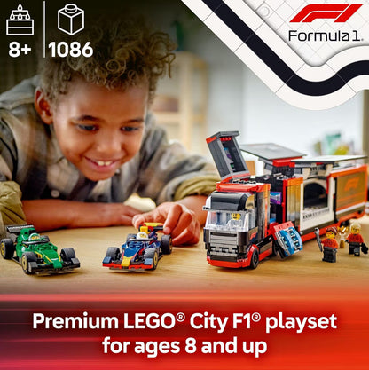 LEGO City F1 Trok met RB20 & AMR24 F1 Motorspeelgoed - Modelmotor Boustel Speelgoed