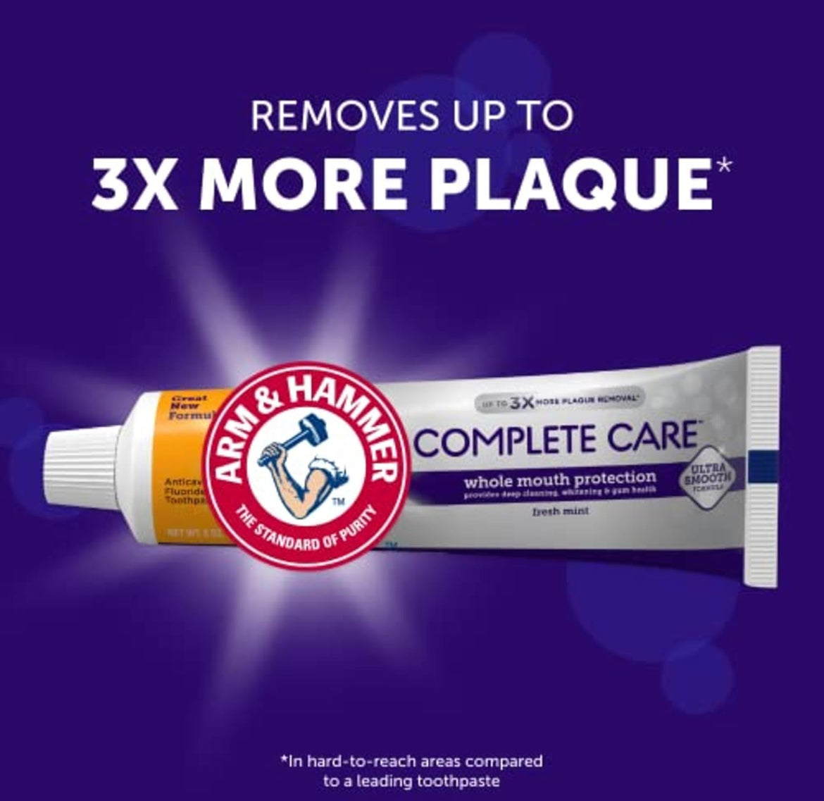 ARM & HAMMER Complete Care Toothpaste,Teeth Whitening w/ Baking Soda - Fluoride Fresh Mint Flavor (Pack of 4)