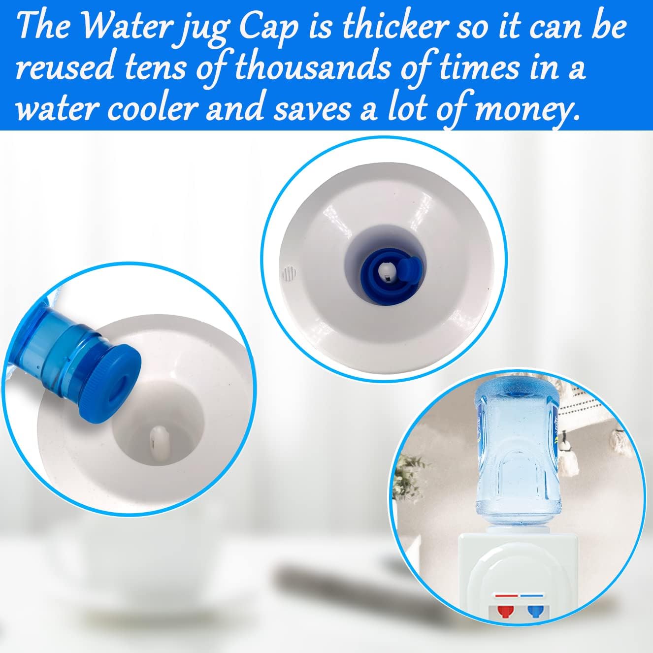 5 Gallon Water Jug Cap 55mm Water Bottle Caps Silicone Reusable Bottles Lids 6PK