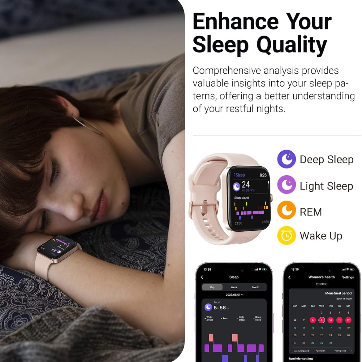 S4 One Smart Watch 1.78" Ultra-Clear Screen Call/Answer Fitness Tracker, Sleep Monitor IP68 Waterproof for iOS 11.0+ Android 9.0+ (Rose Gold)
