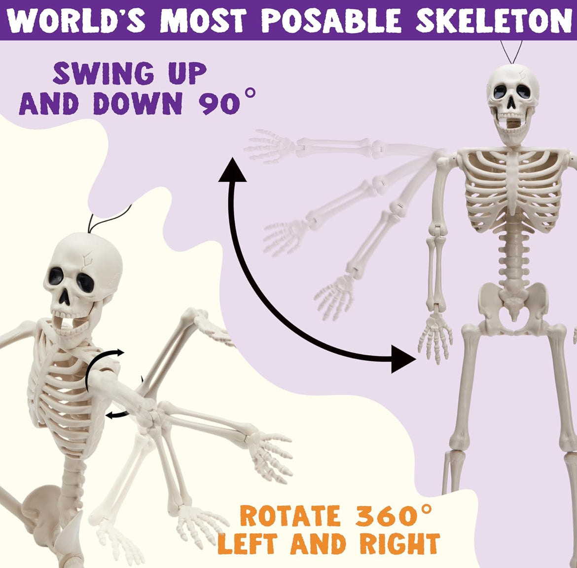 JOYIN 5 STK Verstelbare Halloween Skelet Dekor 40 cm, Volle Liggaam Verstelbare Gewrigte Hangende Skelette vir Halloween Versierings, Begraafplaas Rekwisiete, Spookhuis Bykomstighede, Grillerige Toneel Partytjie Geskenke
