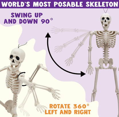 JOYIN 5 STK Verstelbare Halloween Skelet Dekor 40 cm, Volle Liggaam Verstelbare Gewrigte Hangende Skelette vir Halloween Versierings, Begraafplaas Rekwisiete, Spookhuis Bykomstighede, Grillerige Toneel Partytjie Geskenke