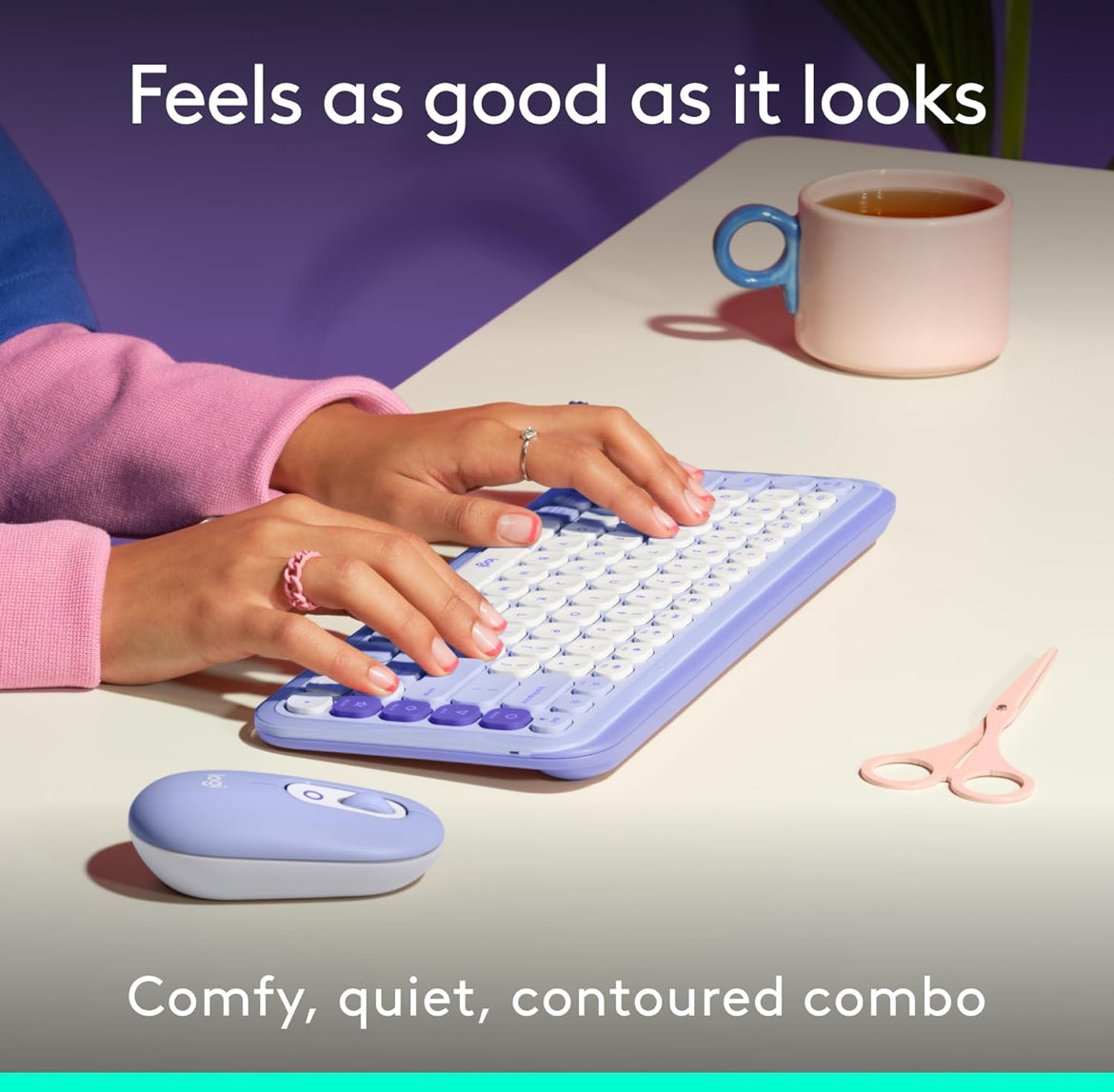 Logitech POP ICON Combo, Bluetooth-sleutelbord en -muiskombo, Gemaklike Tik, programmeerbare Sleutels en Knoppies, Stil klikke, Maklike Wisseling tot 3 Toestelle - Pers