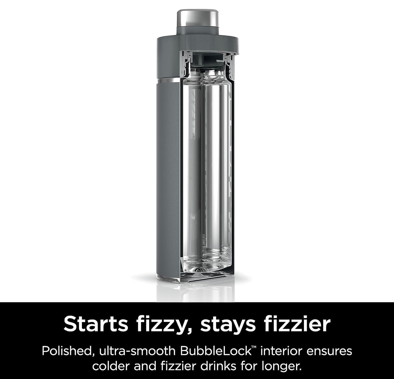 Ninja DW2401GY Thirsti 24oz Reishouervol Lekvry, 24 Ure Koud, Skottelgoedwasser Veilig, Vlekvrye Staal Geïsoleerde Tuimelaar - Houtskoolgrys