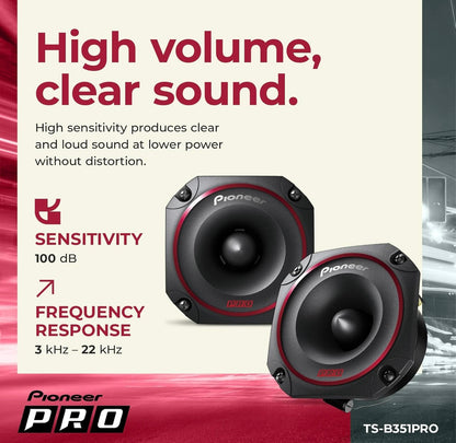 Pioneer TS-B351PRO, Motoroudiosprekers, Volreeks, Helder Klankgehalte, Maklike Installasie en Verbeterde Basreaksie, 3-1/2”-Sprekers
