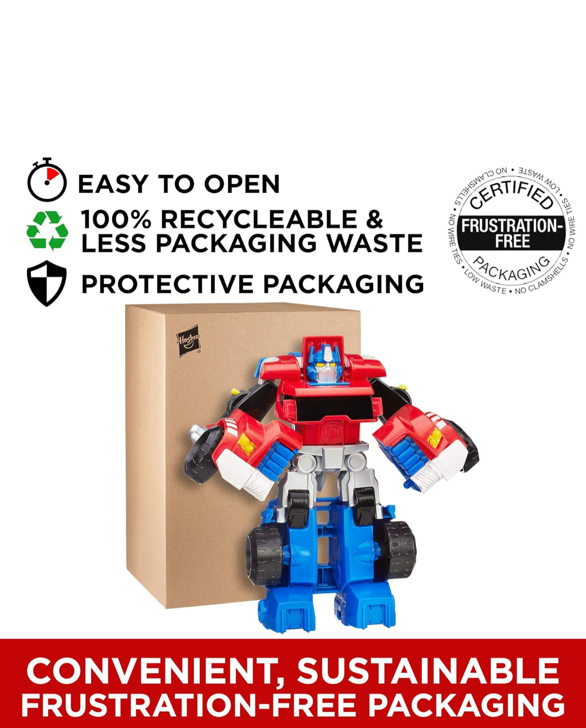 Transformers Playskool Heroes Rescue Bots Optimus Prime, 4.5-Inch Action Figure, Kids Converting Robot Toy, Ages 3+