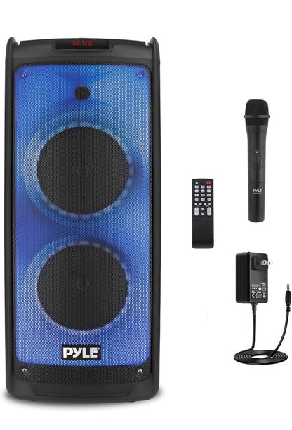 Draagbare Bluetooth PA-luidsprekerstelsel – 500W Herlaaibare Binne Buitestel met Dubbele 8” Woofer & Tweeter, Oudio-opname, Koordlose Mikrofoon, Vlammende Lig, Radio, MP3/USB/Mikro SD, Afstandsbediening