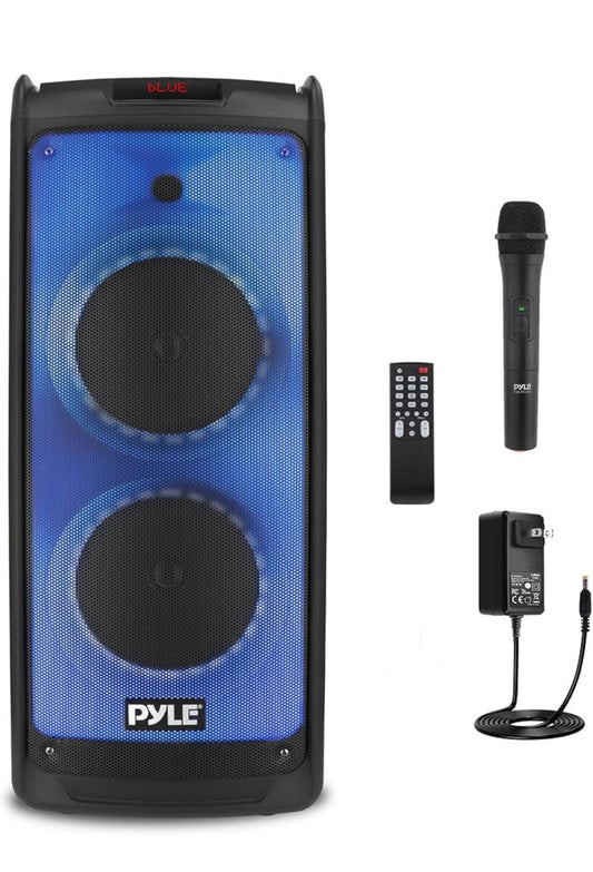 Draagbare Bluetooth PA-luidsprekerstelsel – 500W Herlaaibare Binne Buitestel met Dubbele 8” Woofer & Tweeter, Oudio-opname, Koordlose Mikrofoon, Vlammende Lig, Radio, MP3/USB/Mikro SD, Afstandsbediening