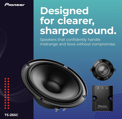 PIONEER Z-Series TS-Z65C 6.5" 2-Way Component Car Speakers 300W Max
Audiophile Upgrade, Premium Speakers, Crisp Highs + Clear Vocals, Add an Amplifier for Optimal Performance