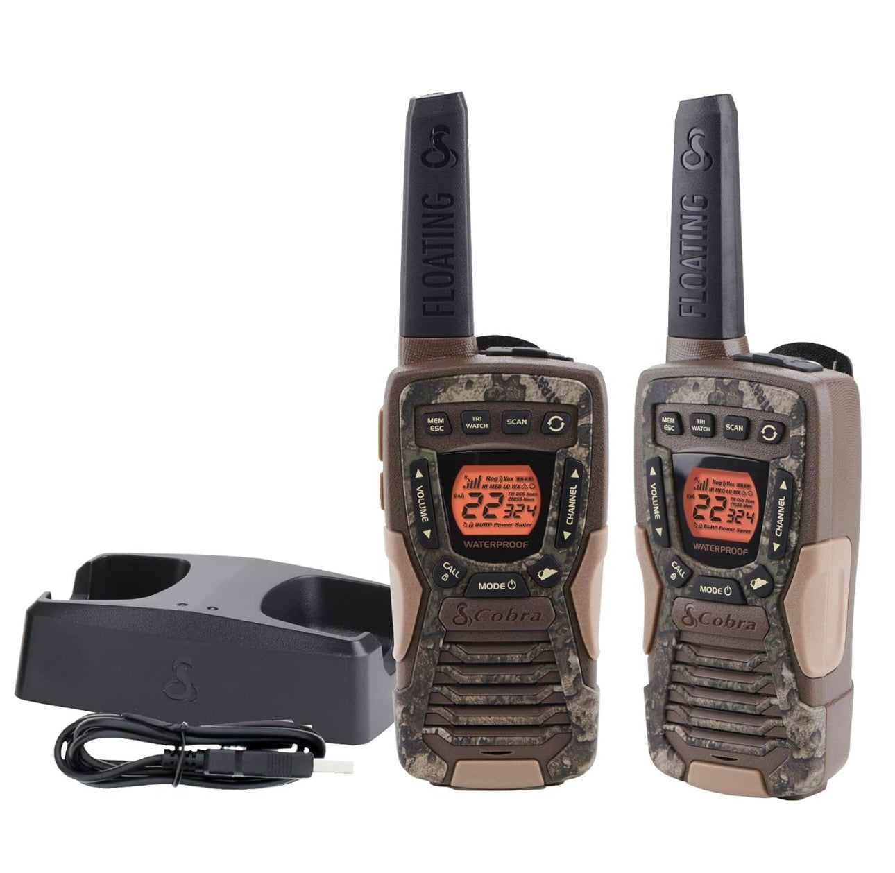 Cobra ACXT1035R FLT Waterdigte Handradio's - Herlaaibaar, Dryf, 22 Kanale, Langafstand 37-Myl Tweerigting Radiostel (2-pak)