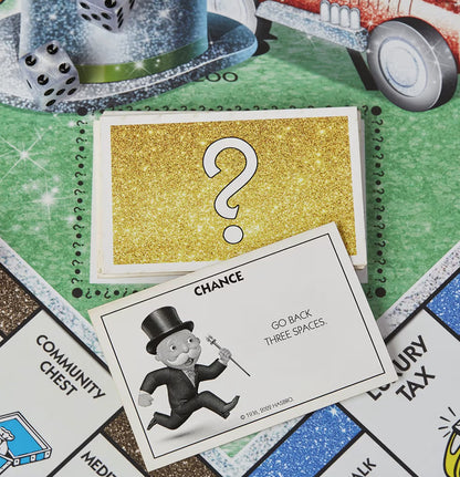 Hasbro Gaming Monopoly Sparkle Edition Board Game w/ Glittery Tokens, Pearlescent Dice, Sparkly Look
