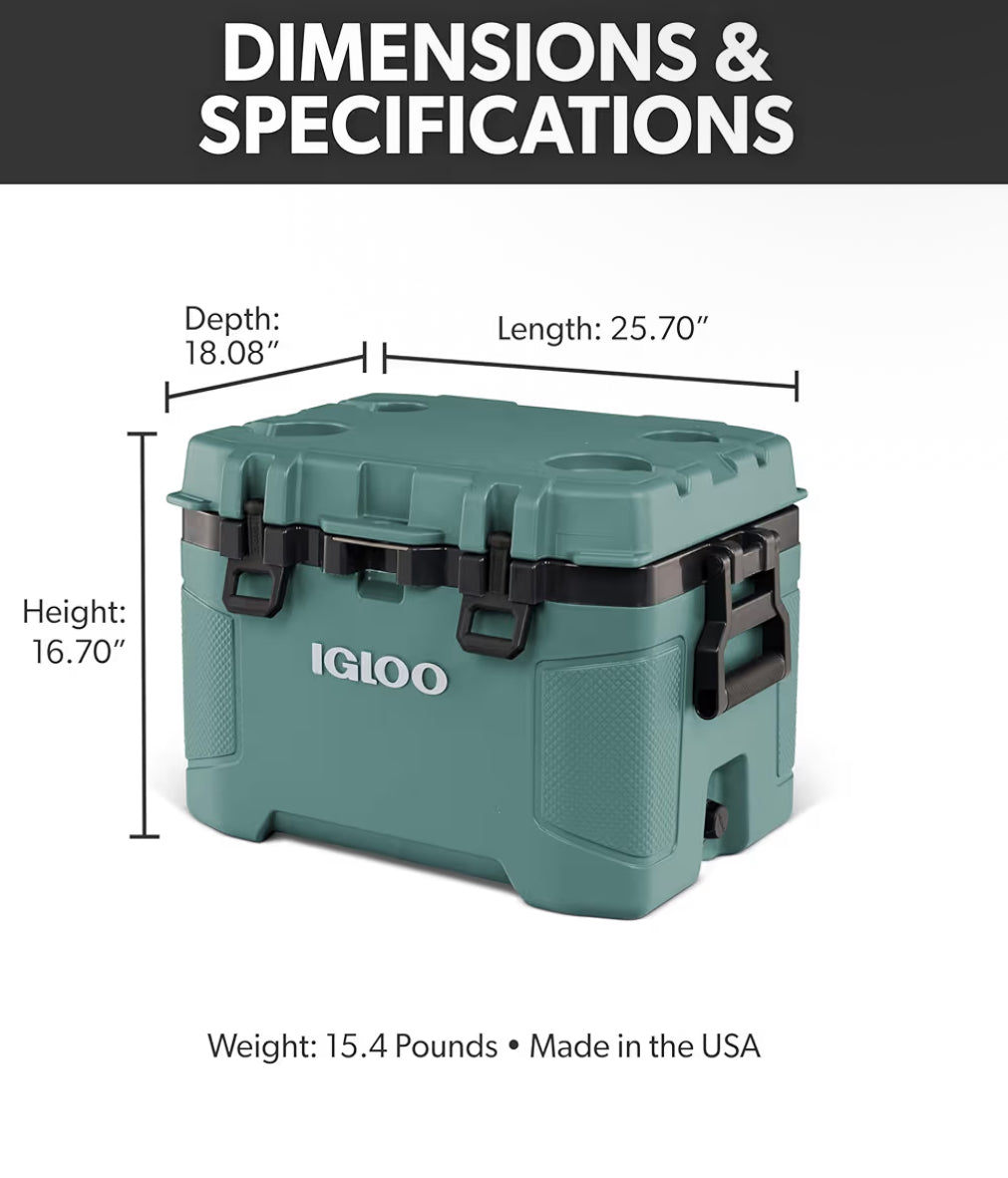 Igloo Trailmate Cooler 50Qt Durable Insulated Hard Shell Ice Chest - Spruce