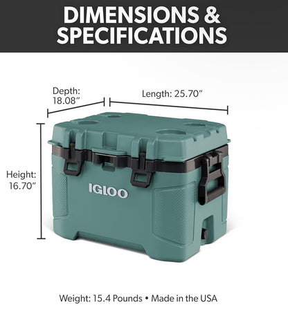 Igloo Trailmate Cooler 50Qt Durable Insulated Hard Shell Ice Chest - Spruce