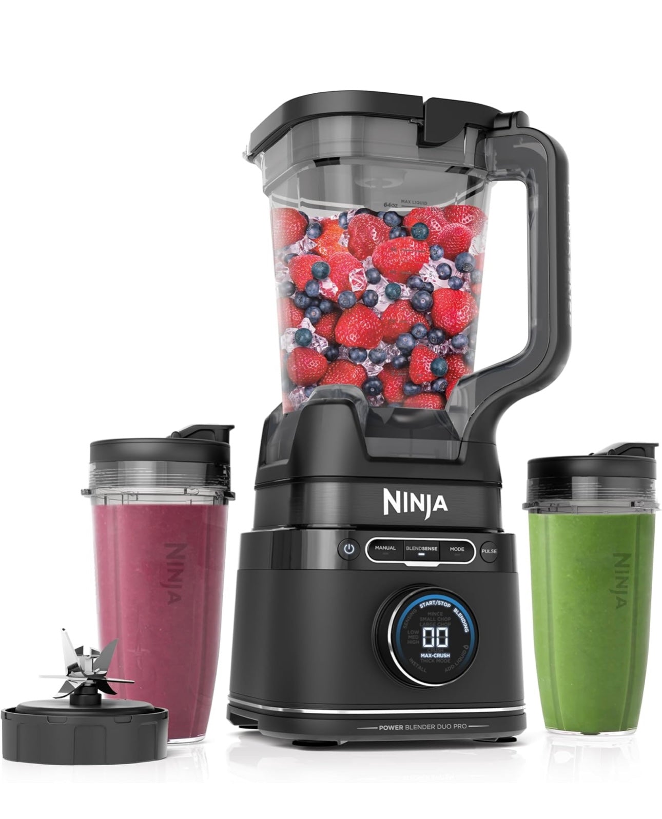 Ninja Detect Power Blender Pro + Personal Single-Serve, BlendSense Technology Compact Kitchen Countertop, 1800 P-Watts, 72 oz. Pitcher, (2) 24 oz. Cups - Black TB301
