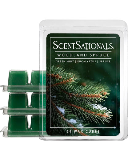 Scentsationals Wax Melts Strong Scent - Woodland Spruce - Long Lasting Scented Wax Cubes for Warmers - 10oz (PACK OF 4)