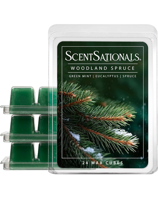 Scentsationals Wax Melts Strong Scent - Woodland Spruce - Long Lasting Scented Wax Cubes for Warmers - 10oz (PACK OF 4)