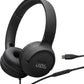 JBL Tune 520C - USB-C Wired on-Ear Headphones with Hi-Res Audio Support, Pure Bass Sound, Comfort fit, USB-C connectivity, 3-Button Remote with Microphone and EQ presets Control (Black)