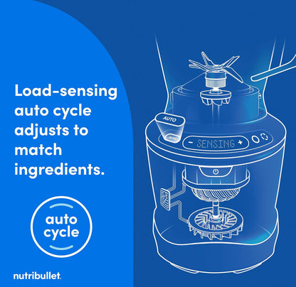 Nutribullet SmartSense Blender Kombinasie, 1400W, 64oz Mengkan, 32oz & 24oz Koppies, 5-Spoed - Mat Wit