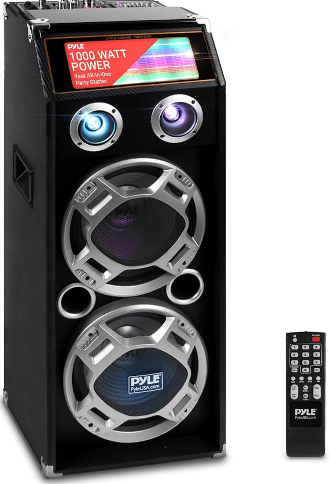 Draadlose Draagbare Hoëkrag Bluetooth Aktiewe PA Luidsprekerstelsel – 1000W Versoenbare Buiteluidspreker met USB SD MP3 FM Radio AUX RCA LED DJ-ligte
