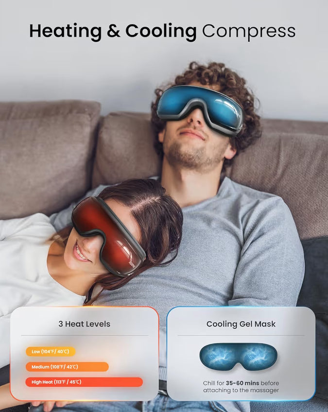 New Eyeris 3 Eye Massager with Heat and Cooling, Voice Control Eye Mask w/ DIY Massage - Black