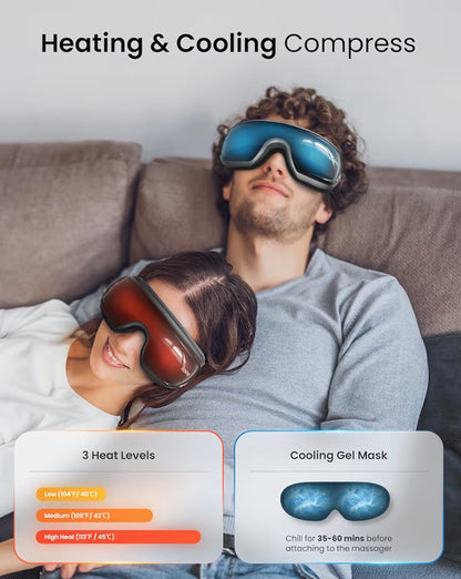 New Eyeris 3 Eye Massager with Heat and Cooling, Voice Control Eye Mask w/ DIY Massage - Black