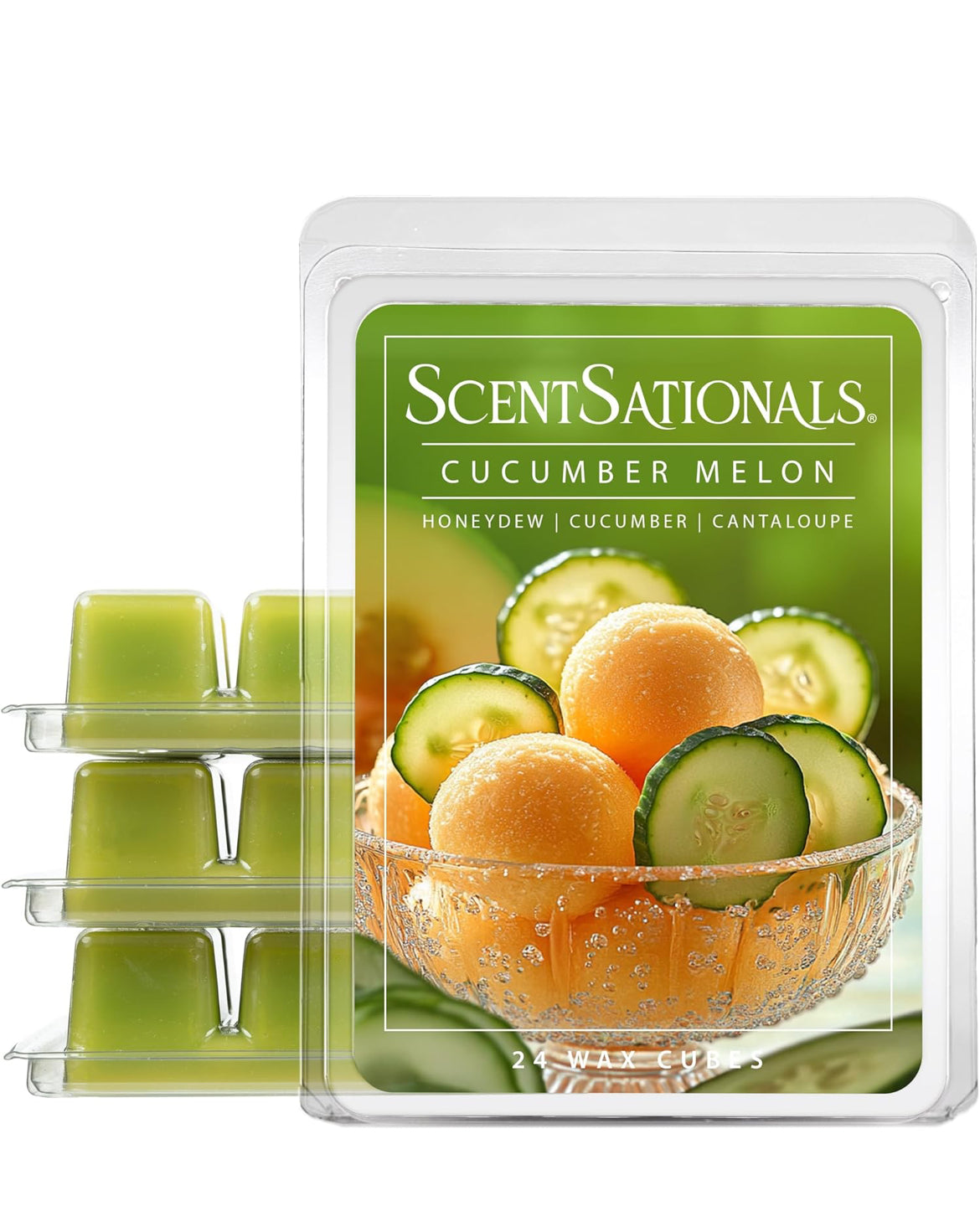 Scentsationals Wax Melts, Wax Cubes Strong Scent - Cucumber Melon - Long Lasting Scented Melts for Warmer, 10 oz (Pack of 4)