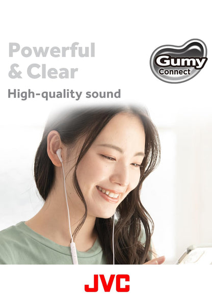 JVC Gumy Connect USB-C Bedrade Oorfone, Vertragingvry vir Video's en Speletjies, Ingeboude DAC Verminder Geraas en Verbeter Klankgehalte, 9.2 mm Deursnee Neodymium Drywers - HAFR9UCB (Swart)
