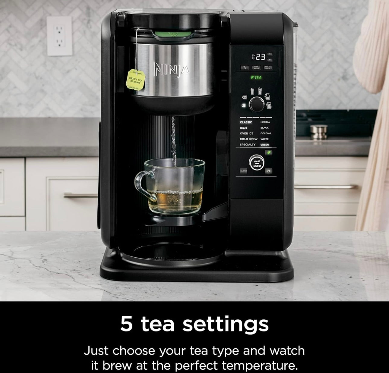 Ninja Hot and Cold Brewed System, Tea & Coffee Maker, with Auto-iQ 50 oz Thermal Carafe (Black) CP307