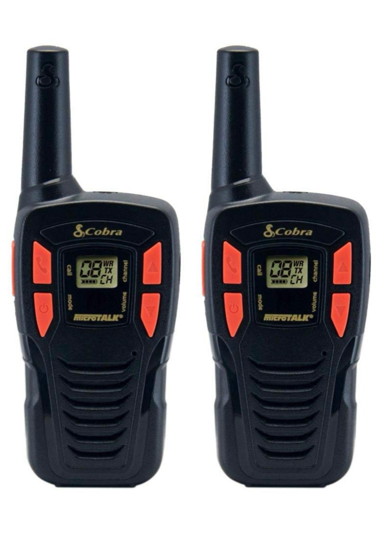 Cobra ACXT145 Kompakte Walkie Talkies - Herlaaibaar, Liggewig, 22 Kanale, Langafstand 16-Myl Tweerigting Radiostel (2-Pak), swart
