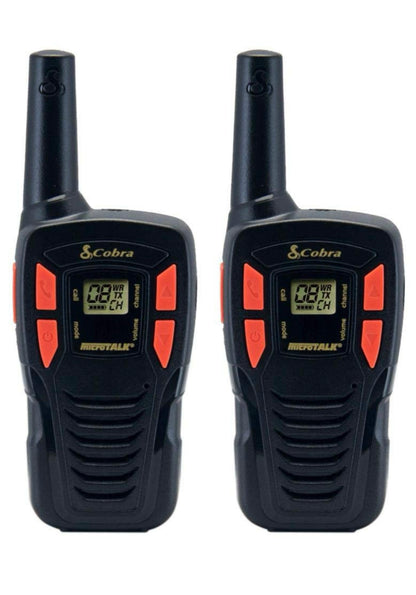 Cobra ACXT145 Kompakte Walkie Talkies - Herlaaibaar, Liggewig, 22 Kanale, Langafstand 16-Myl Tweerigting Radiostel (2-Pak), swart
