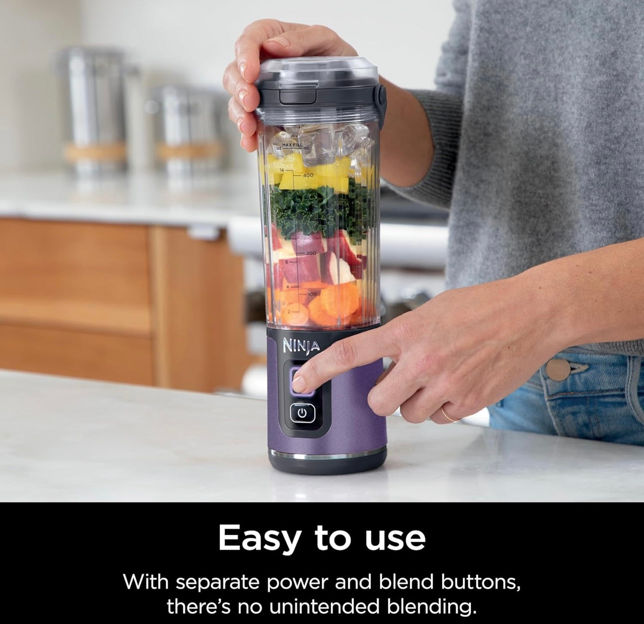 Ninja Blast Portable Blender, Cordless, 18oz. Vessel, Personal Blender BPA Free, Leakproof Lid & Sip Spout, USB-C Rechargeable, Dishwasher Safe Parts, Metallic - Purple BC151PL