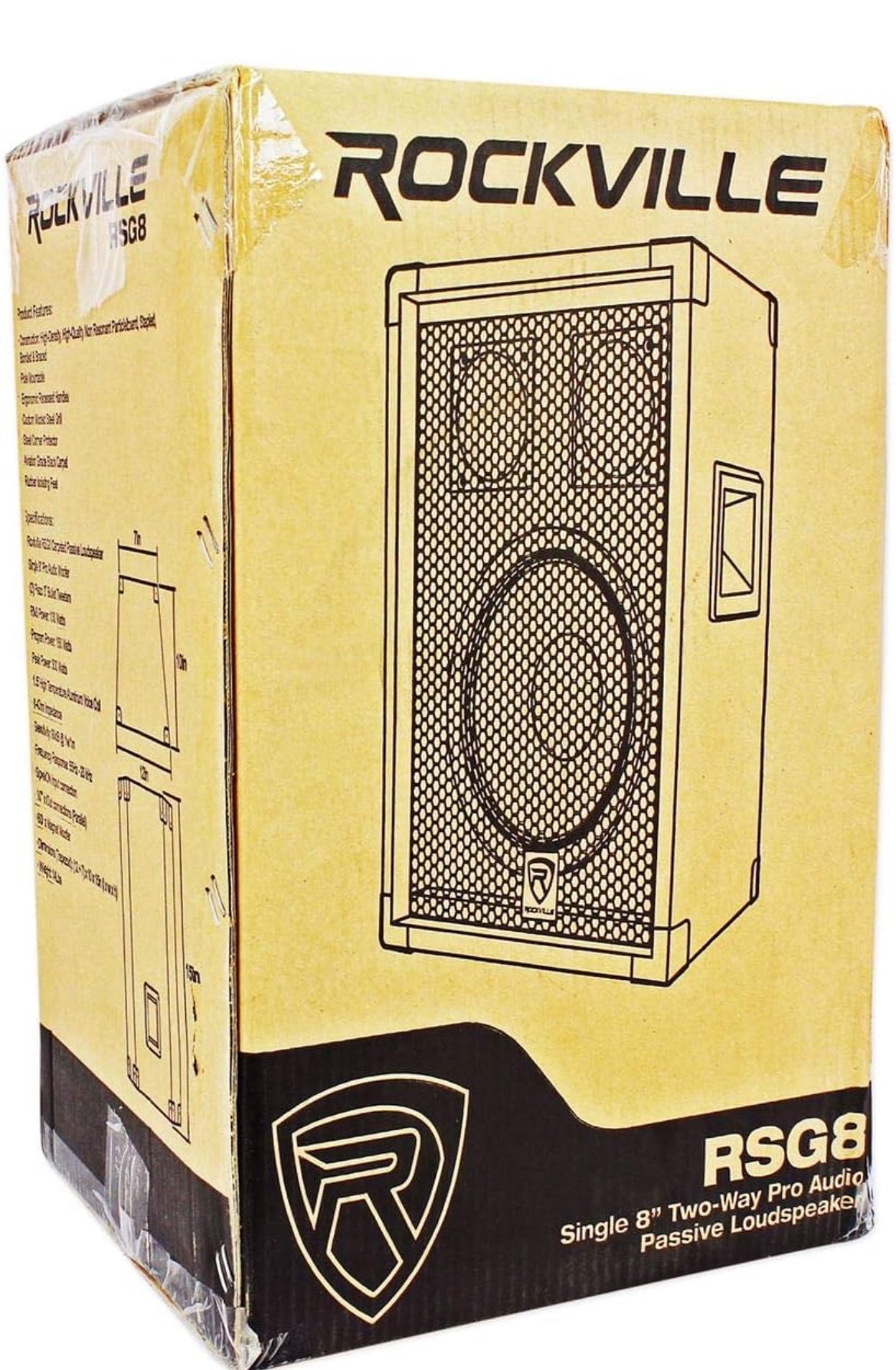 Rockville RSG8 8” 300W 2-Way 8 Ω Passive DJ/Pro PA Speaker, Pole Mountable, Black