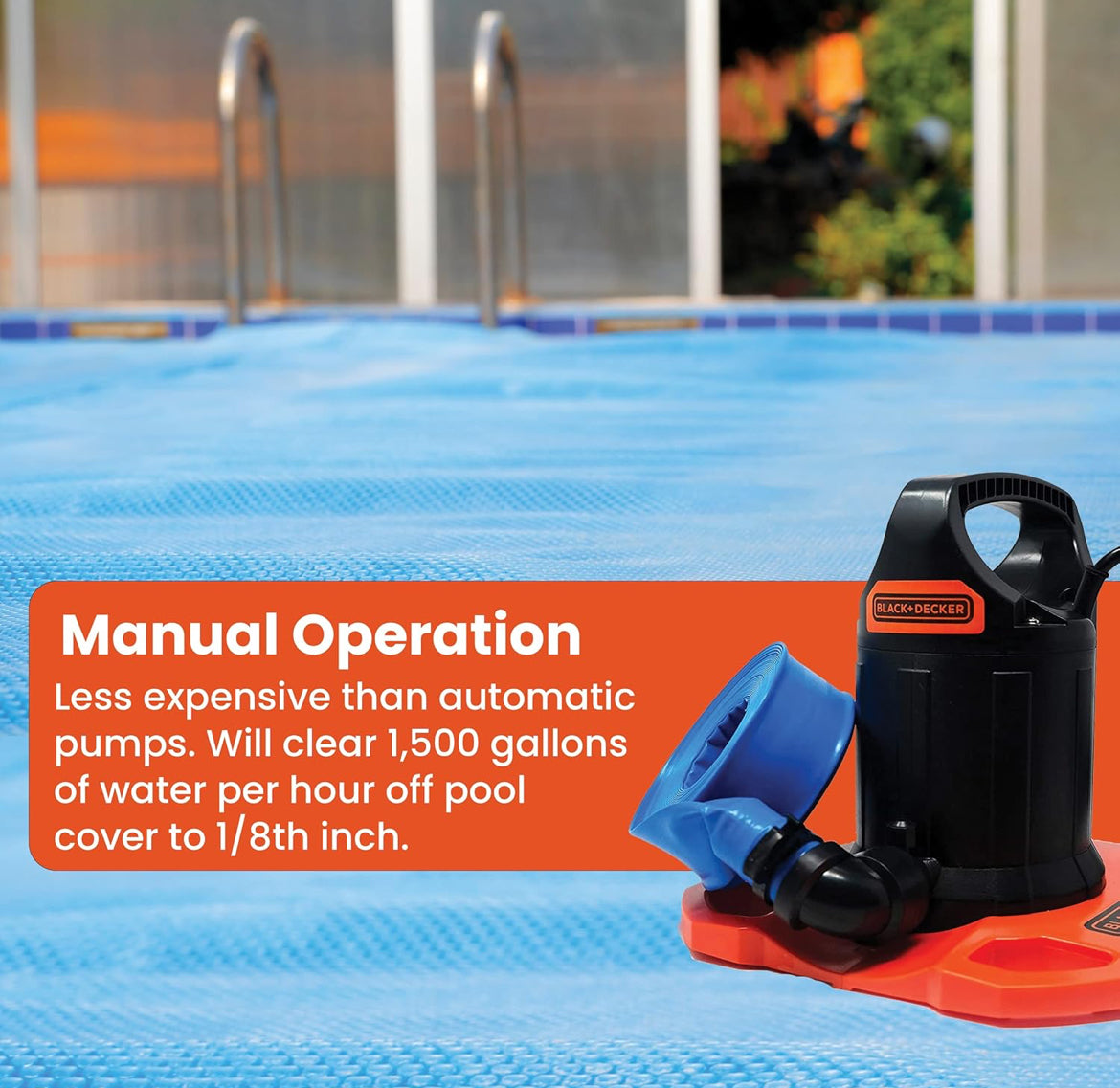 BLACK+DECKER Swembadseilpomp, 1500 GPH Handmatig