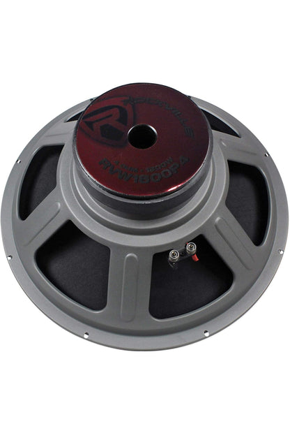Rockville RVW1800P4 1800W 18" Rou DJ Subwoofer 4 Ohm, 107oz Magneet, Hoë Uitslag, Duursame Bou, vir DJ's en Tuisbioskope