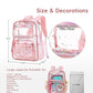 Clear Backpack for Girls Women Transparent Kids Elementary College School Bag Travel Laptop Backpacks Large Bookbags (Pink)