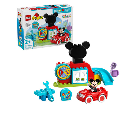 LEGO DUPLO Disney Mickey Mouse Clubhouse & Car Building Kit - Color Sorting Sensory Toy w/ Spinning Wheel