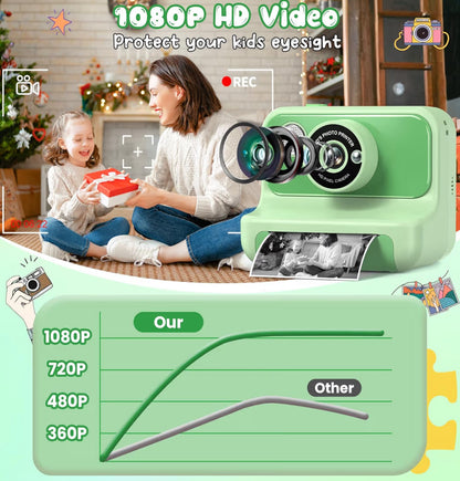 Kinders Kits Druk 1080p HD Video Digitale Kamera met 32G Kaart - (Groen)